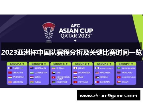 2023亚洲杯中国队赛程分析及关键比赛时间一览